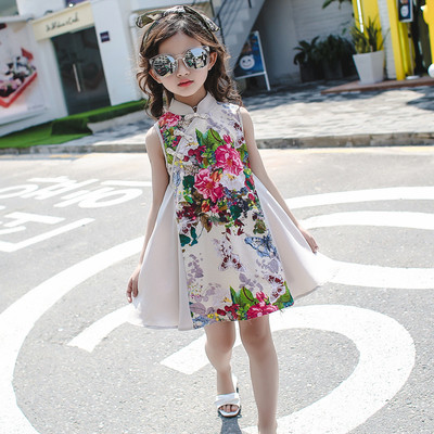 Детска модерна рокля свободен модел с цветен принт