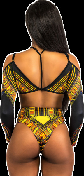 Κομψό γυναικείο μαγιό  από δύο μέρη σε ένα εθνο μοτίφ - μπικίνι με μέση