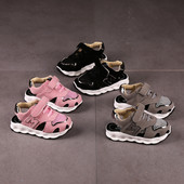 Αθλητικά - casual σανδάλια κλειστό μοντέλο unisex - γκρι, μαύρο και ροζ χρώμα