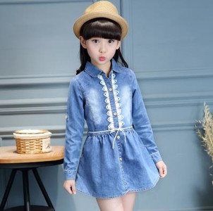 Τζιν φόρεμα για κορίτσια με μανίκια σε τρία μοντέλα