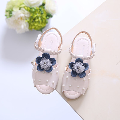 Stílusos gyerekszandál lányoknak virágmotívummal és gyöngyökkel, két színben