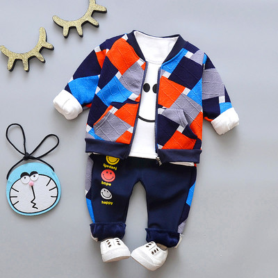 Ανοιξιάτικο σετ για αγόρια - παντελόνια, μπλούζα με μακρύ μανίκι και πουλόβερ