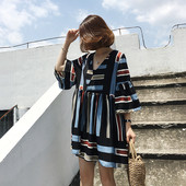 Lezser nyári női ruha szabad csíkos mintával