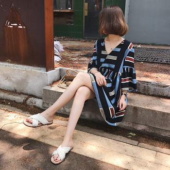 Lezser nyári női ruha szabad csíkos mintával