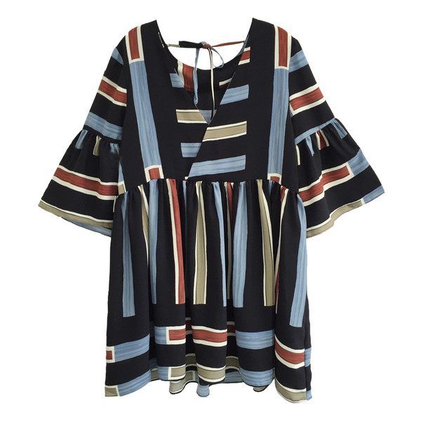 Lezser nyári női ruha szabad csíkos mintával