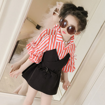 Παιδικό μοντέρνο φόρεμα με απομιμήσεις πουκάμισο με λαιμόκοψη και κουμπιά