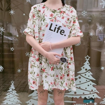 Περιστασιακό καλοκαιρινό γυναικείο φόρεμα με μανίκια 3/4 με floral print