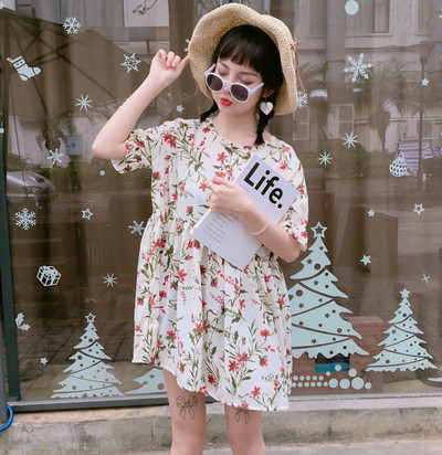 Περιστασιακό καλοκαιρινό γυναικείο φόρεμα με μανίκια 3/4 με floral print