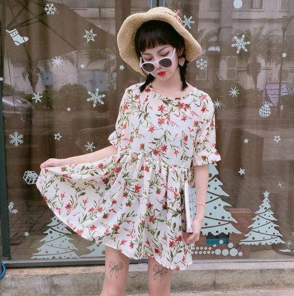 Περιστασιακό καλοκαιρινό γυναικείο φόρεμα με μανίκια 3/4 με floral print