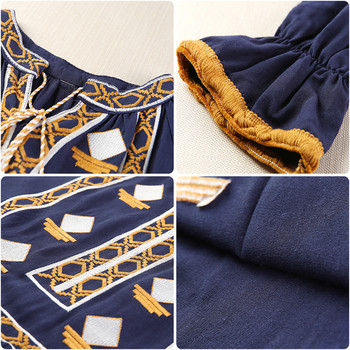 Nyári női ruha hosszú ujjal, szabad stílusban, etnikai motívumokkal