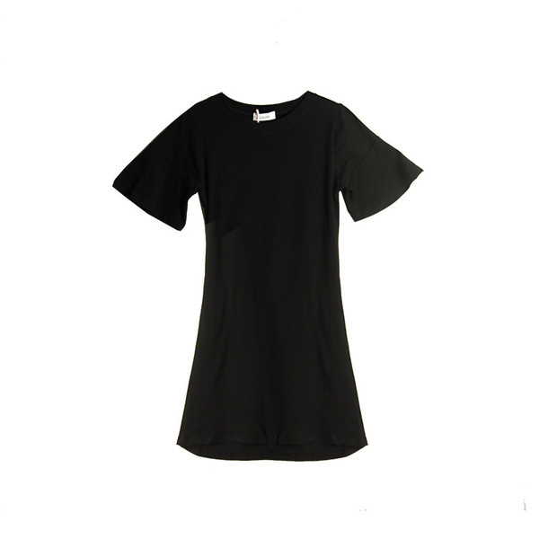 Stílusos rövid női ruha 3/4 ujjal fekete színben, látványos háttal