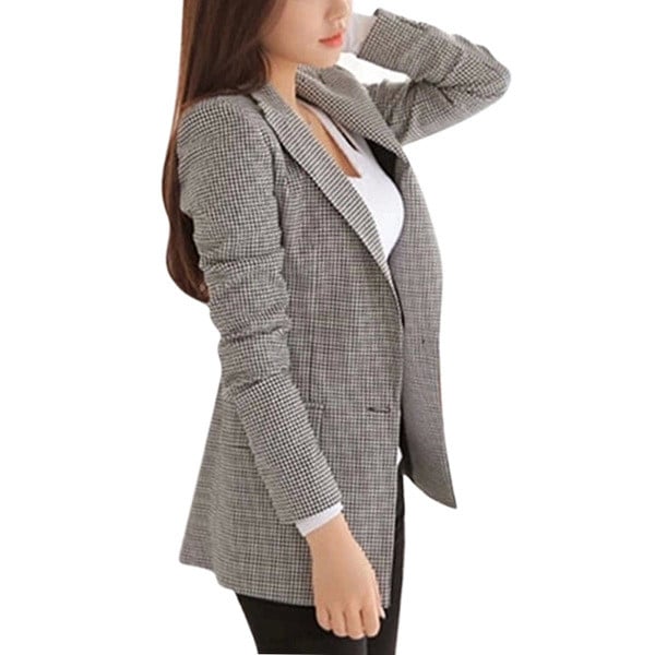 Sport-alkalmi kockás női kabát - vékony modell
