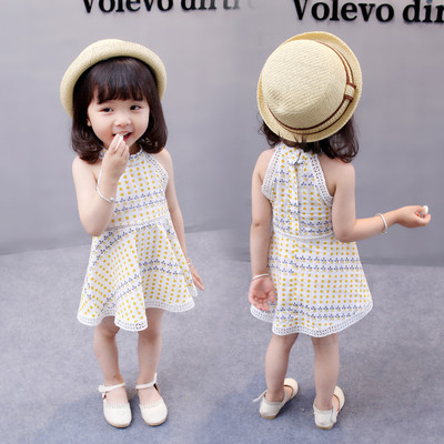 Детска рокля с О-обрано деколте и отворени рамене