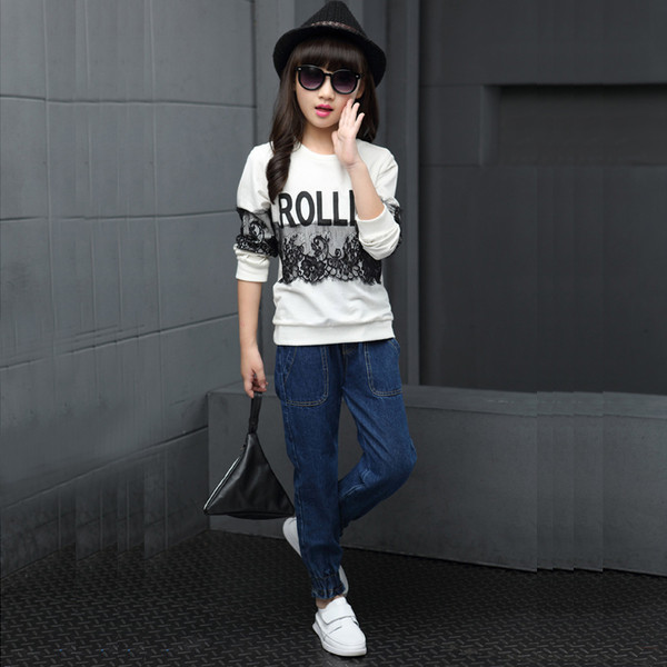 Άνετα τζιν για κορίτσια με υψηλή μέση και τσέπες