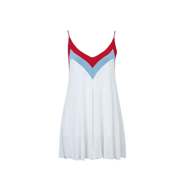 Nyári éteri női ruha fehér színben, mély nyakkivágással