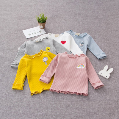 Детска тениска за момичета с дълъг ръкав в свежи цветове с различни щампи