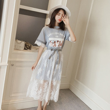 Αθλητικό κομψό φόρεμα με δαντέλα και εκτύποση