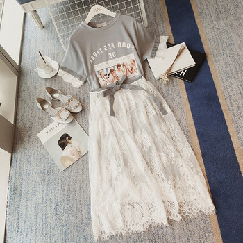 Αθλητικό κομψό φόρεμα με δαντέλα και εκτύποση