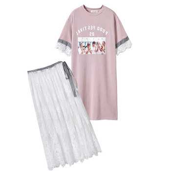 Αθλητικό κομψό φόρεμα με δαντέλα και εκτύποση