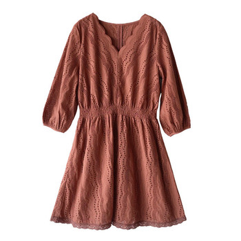 Καλοκαιρινό φόρεμα με δαντέλα και μακριά μανίκια σε δύο χρώματα