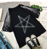 Női széles póló 3/4-es ujjal és mintával