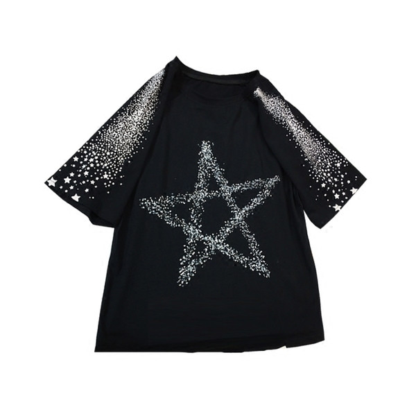 Női széles póló 3/4-es ujjal és mintával