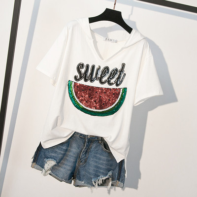 Γυναικεία μακρύ μπλούζα σε δύο χρώματα με κουκούλα και πούλιες 