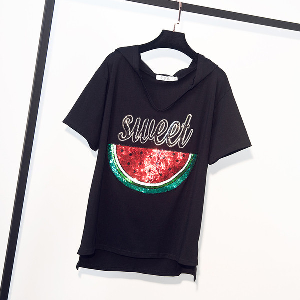 Γυναικεία μακρύ μπλούζα σε δύο χρώματα με κουκούλα και πούλιες 