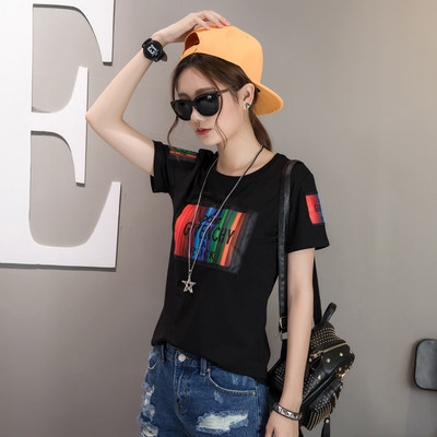 Γυναικεία καλοκαιρινά μπλουζάκια με διαφορετικά έγχρωμα μοτίβα και επιγραφή