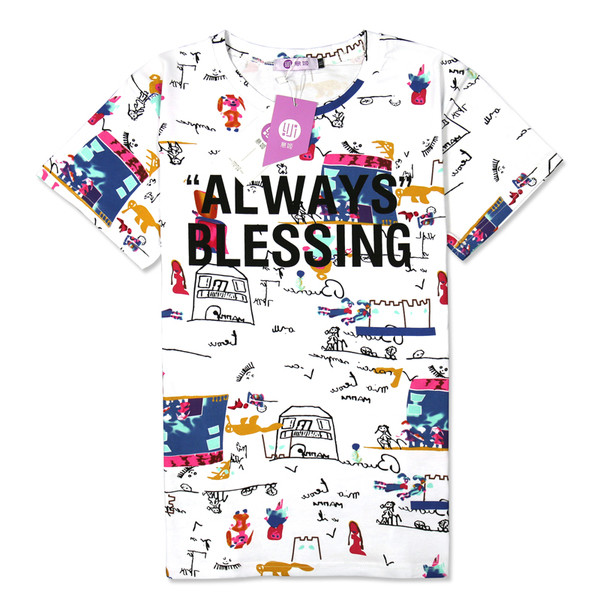 Γυναικεία καλοκαιρινά μπλουζάκια με διαφορετικά έγχρωμα μοτίβα και επιγραφή