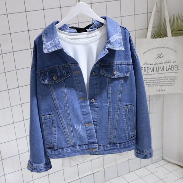 Спортно-ежедневно дамско дънково яке с кръстосани връзки на гърба 