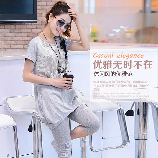 Γυναικείο μακρύ μπλουζάκι σε δύο χρώματα με εκτύπωση και τσέπη