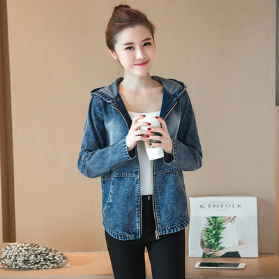 Ежедневно дамско дънково яке с качулка