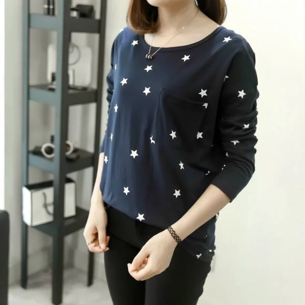 Γυναικεία μπλούζα με μακριά μανίκια και διακοσμητική τσέπη