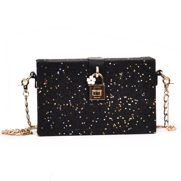 Елегантна мини дамска чанта с метална дръжка и лъскави частици