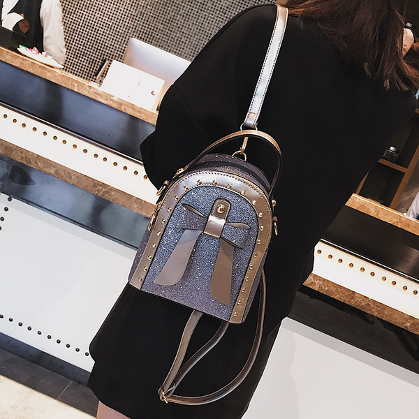 Σπορ-κομψό μίνι γυναικείο σακίδιο με λαμπερά σωματίδια και σε διαφορετικά χρώματα