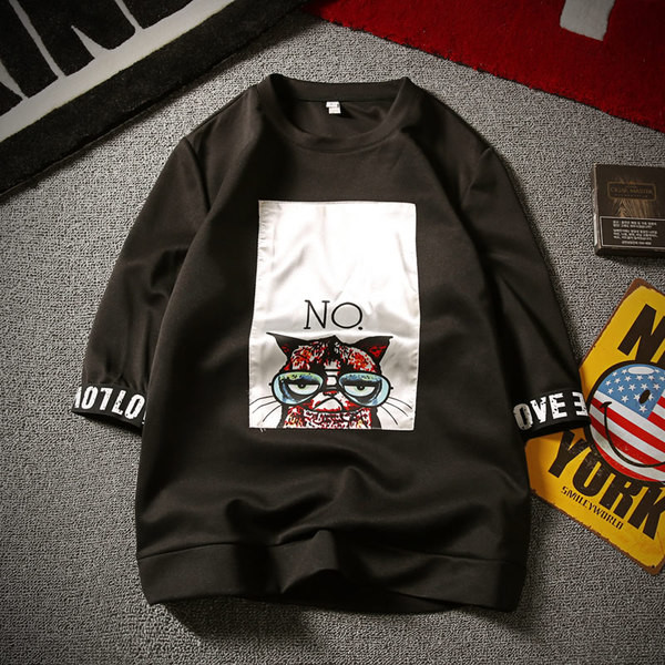 Nyári férfi póló két színben nyomattal és felirattal