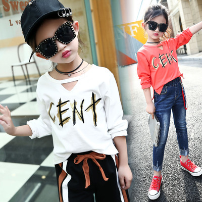 Modern children`s blouse for girls in two colors with an inscription