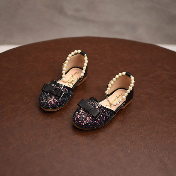 Κομψά παιδικά σανδάλια με κορδέλα και μαργαριτάρια σε τρία χρώματα