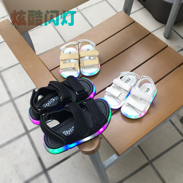 Sandale luminoase unisex pentru copii cu autocolante in trei culori