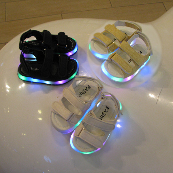 Sandale luminoase unisex pentru copii cu autocolante in trei culori