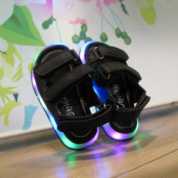 Sandale luminoase unisex pentru copii cu autocolante in trei culori