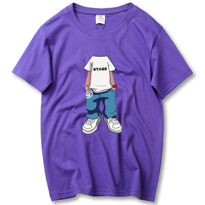 Tricou barbatesc cu maneca scurta model larg in diferite culori cu imprimeu