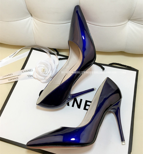 Stílusos női lakkbőr hegyes cipő magas és vékony sarokkal, sokféle színben