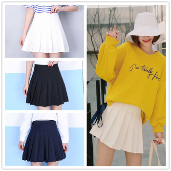 Fusta casual de dama plisata cu talie inalta in mai multe culori