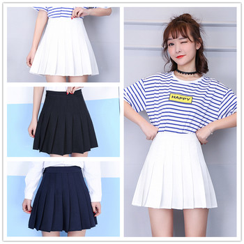 Fusta casual de dama plisata cu talie inalta in mai multe culori