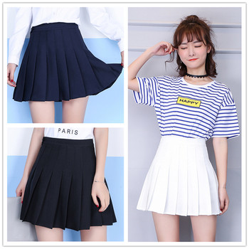 Fusta casual de dama plisata cu talie inalta in mai multe culori