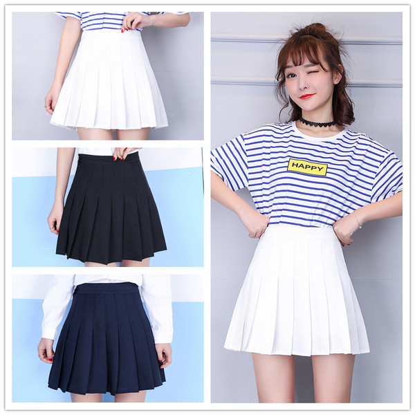 Fusta casual de dama plisata cu talie inalta in mai multe culori