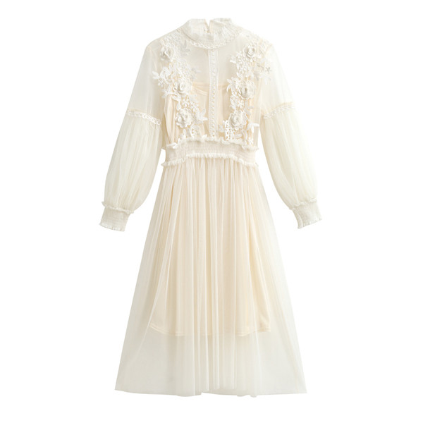 Rochie formala cu maneci sifon si broderie in diferite culori