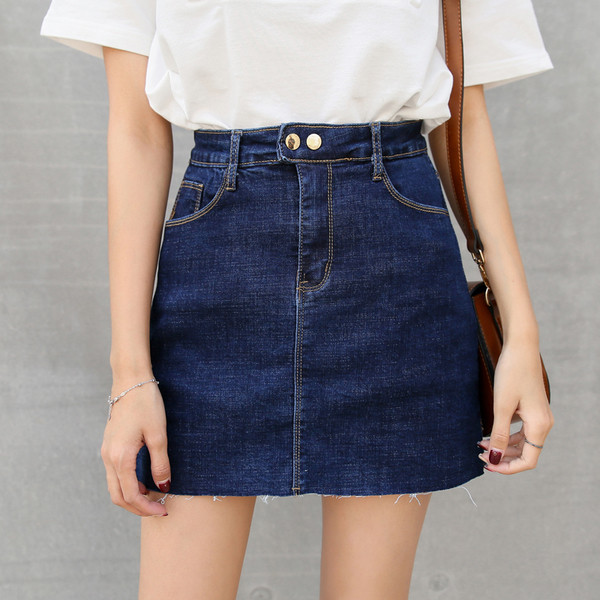 Stílusos alkalmi női szoknya magas derekú retro stílusú fekete és kék színben